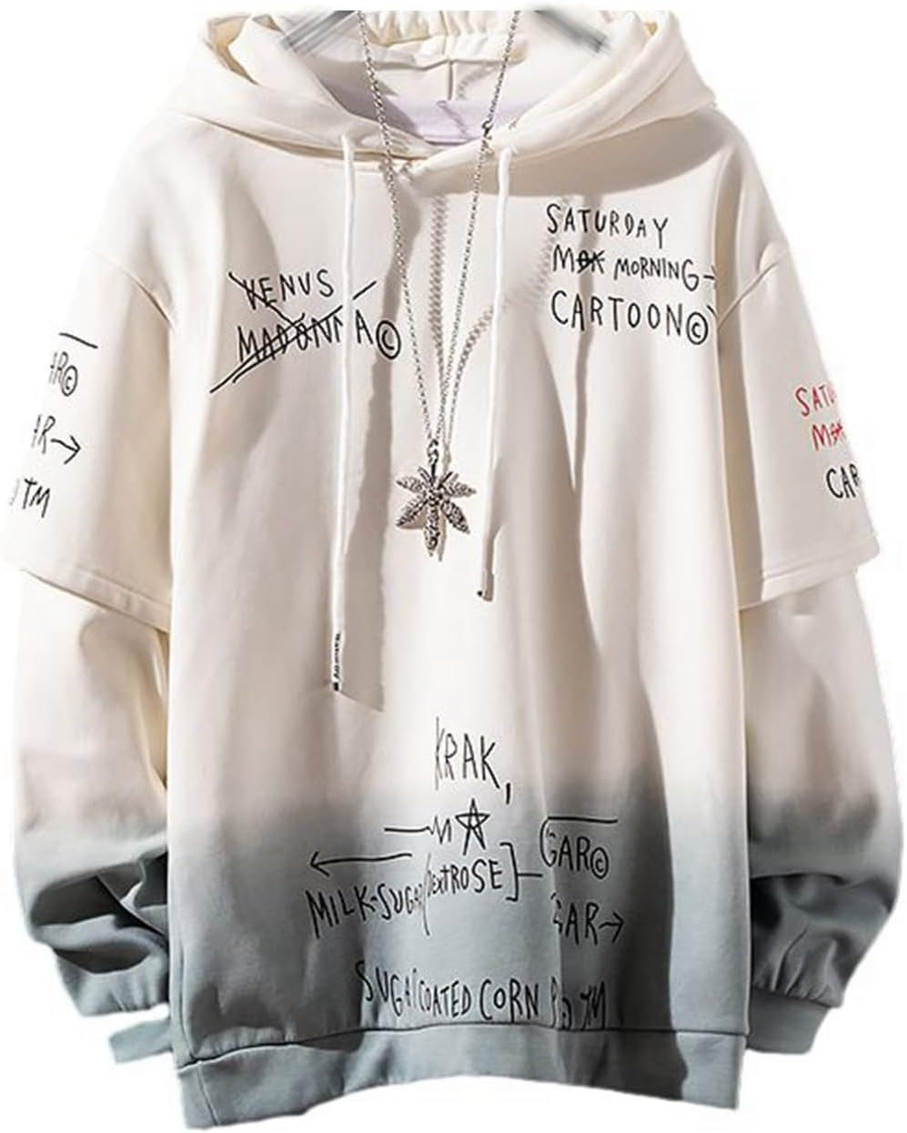 フェイクレイヤード パーカーメンズ 4xl グラデーション 英字 レディース フード付き 長袖 大きいサイズ 春秋冬 お洒落 お肌に優しい カジュアル 着こなし 男女兼用 青年 トレーニング