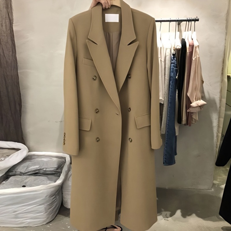 2025 両面カシミヤ女性のショートダブルブレストウインドブレーカージャケット春と秋のロングスタイルの気質スーツ襟ブリティッシュカジュアル