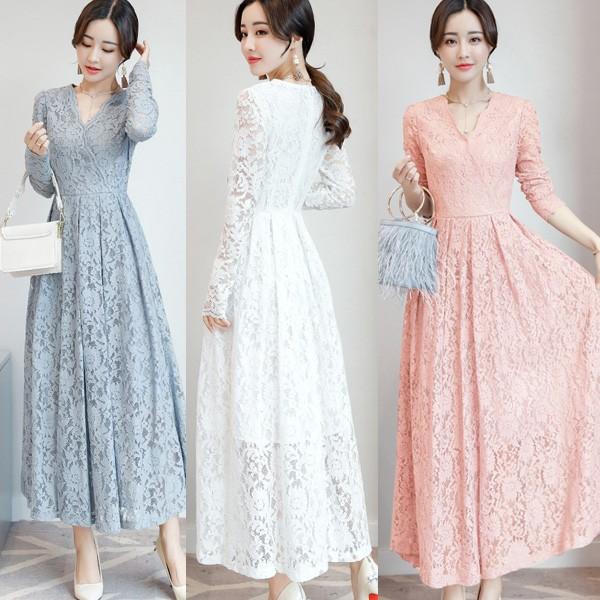 ウェディングドレス カラー 花嫁二次会 ドレス ドレス 結婚式 マキシワンピ マキシワンピース レースワンピース 春 結婚式 花柄 レディースワンピース