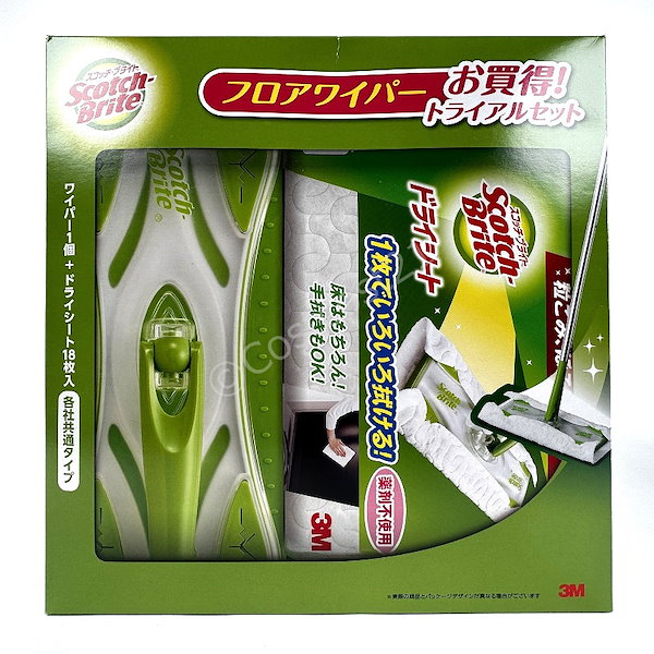 スコッチブライト フロアドライワイパー トライアルセット 本体ｘ1＋ドライシートｘ18枚 Scotch-Brite Floor Wiper Set