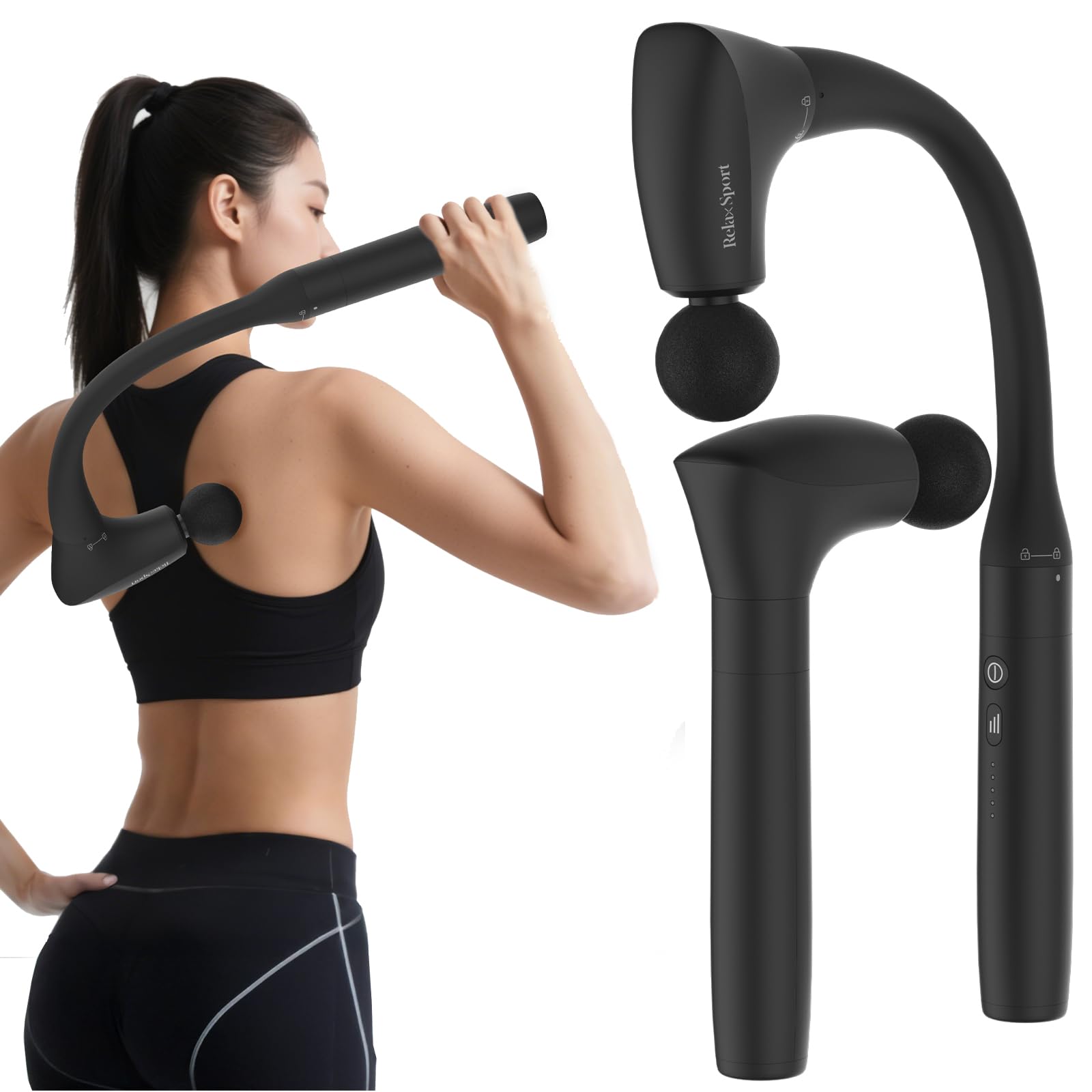 「2-in-1可変形」筋膜リリースガン 背中まで届く ハンディガン 業界初 取り外し可能延長ハンドル 10mm振幅 2500mAh*2大容量 Type-C急速充電 静音設計 コンパクト 日本語説明書付