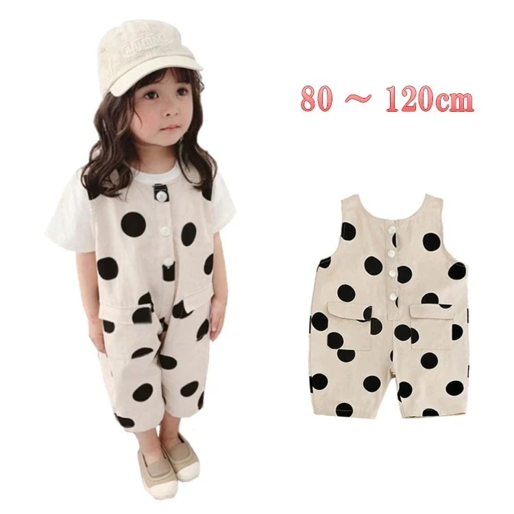 オーバーオール 水玉オーバーオール カバーオール 韓国子供服 繋ぎ 子供服 ドット柄 女子 男子 キッズ ベビー サロペット オールインワン パンツ 80cm 90cm 100cm 110cm 120