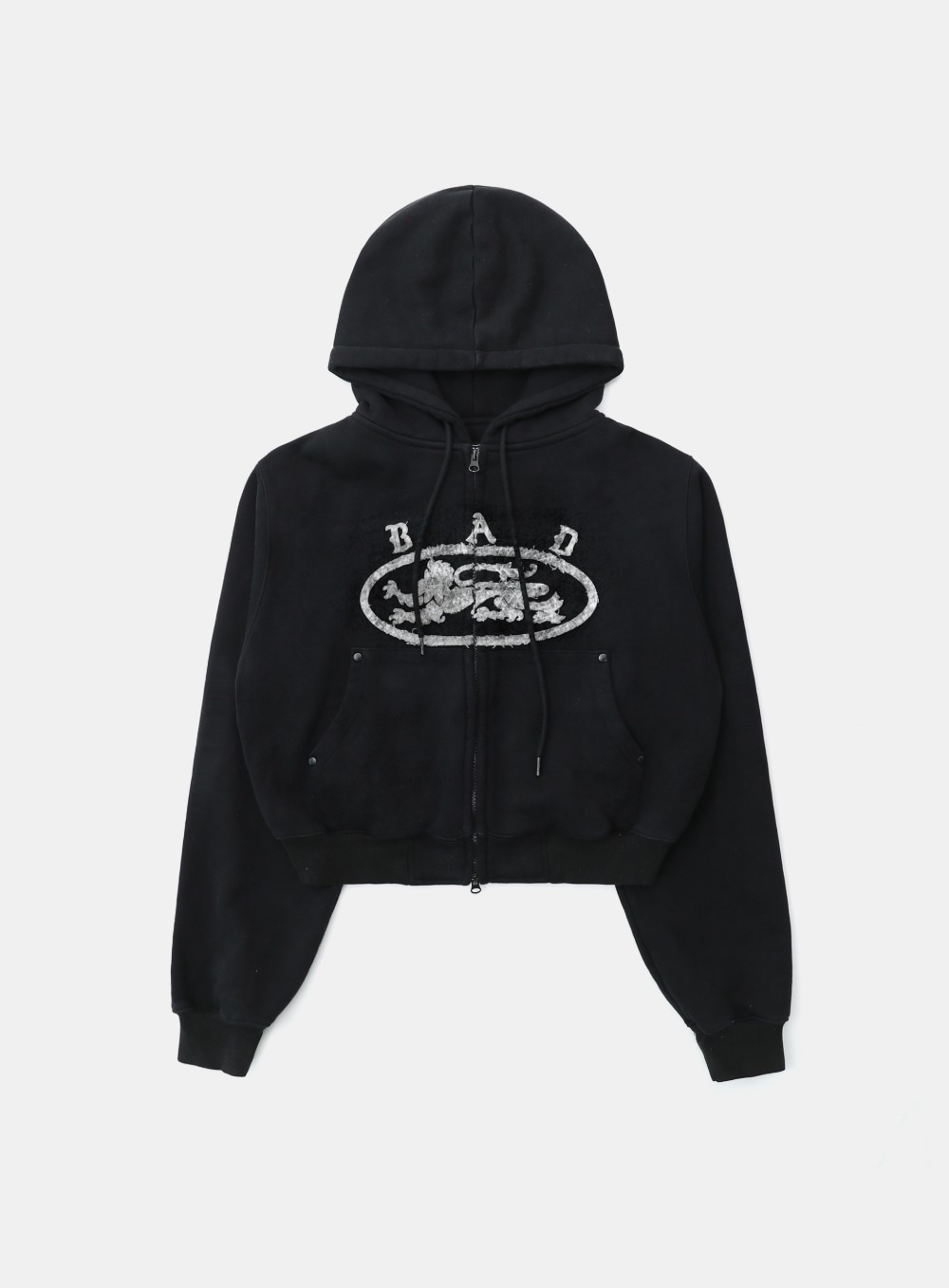 【BADBLOOD】 LION PATCH HOODIE : WASHED BLACK
