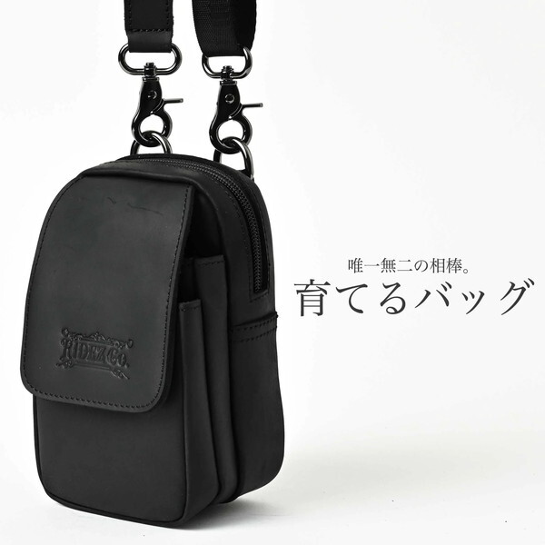RIDEZ LEATHER MINI BAG BLACK RBP03 ショルダーバッグ