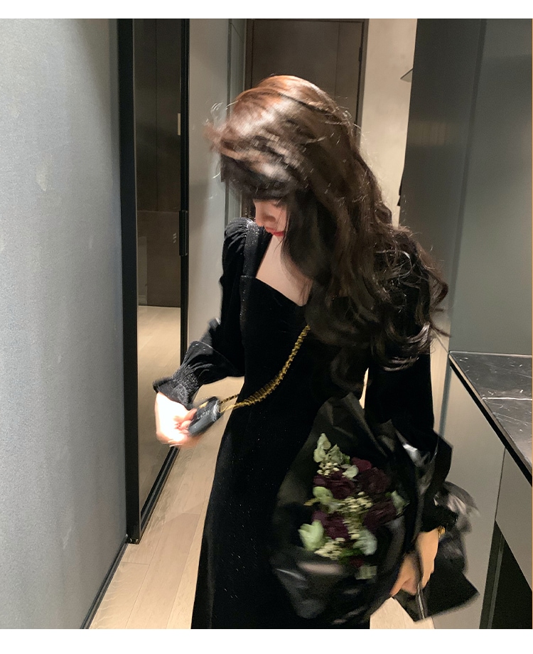 レディース ファッション 赤い ドレス 女性 秋 フレンチ レトロ スリット ロング スカート レッド ブラック ＳＭＬXL かわいい 大人可愛い きれいめ シンプル カジュアル 大人 上品 おしゃれ