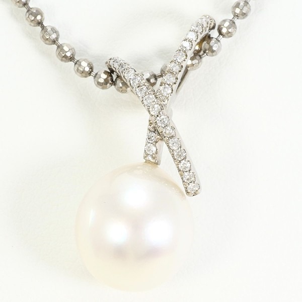 K18 18金 WG K14WG ネックレス 南洋真珠 ダイヤ 0.17 カード鑑別書 中古