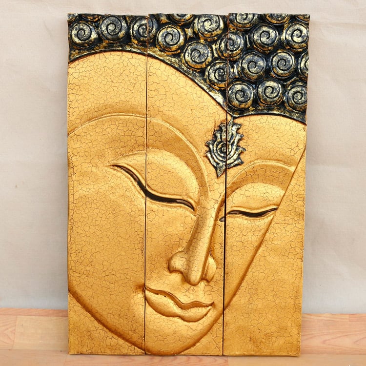 絵画 仏顔 立体 アートパネル インテリア 壁絵 掛絵 アート おしゃれ 壁掛け 絵 アートフレーム リビング 寝室 ゴールド ホワイト ブラウン