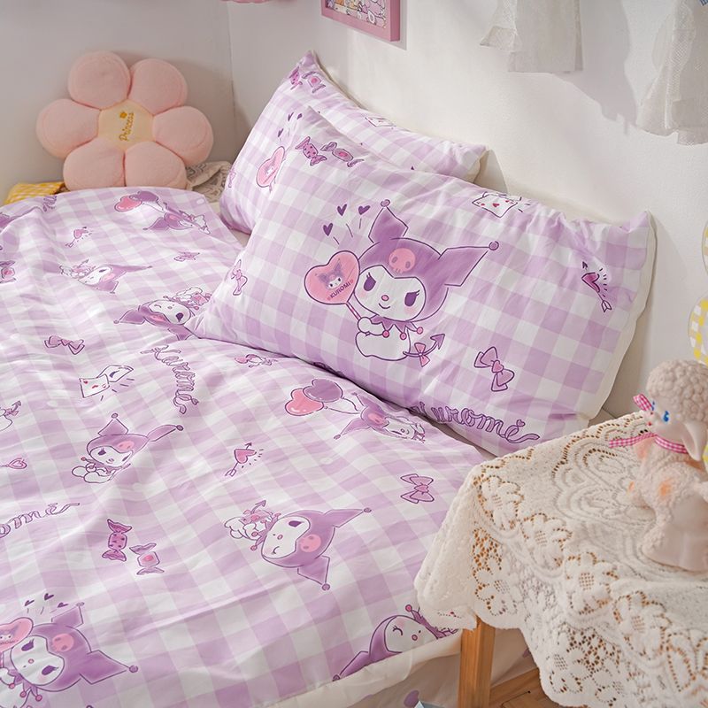 工ガ割-新着超人気 布団カバー3日出荷布団カバー漫画の寝具ののかわいい4つのセットの学生の寮の3つのセットの布団のシーツの少女の心の紫色 贈り物255256