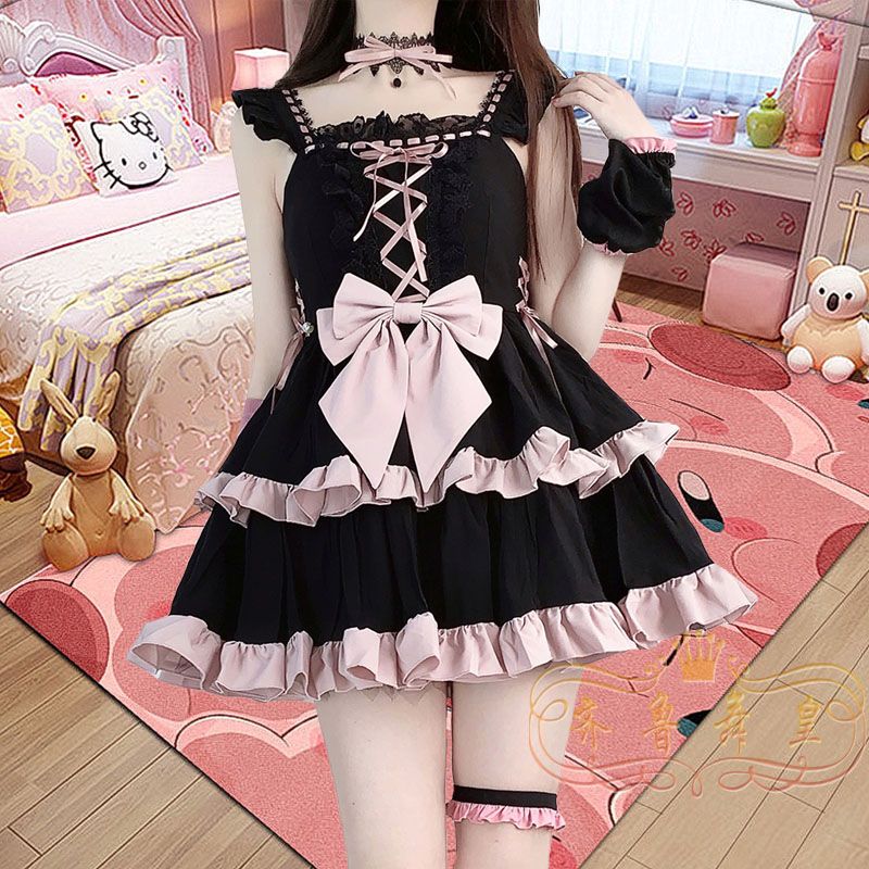 メイド服 レディースドレスJSK 大人気アメリカンハロウィンロリータワンピース 二次元かわいい コスプレ