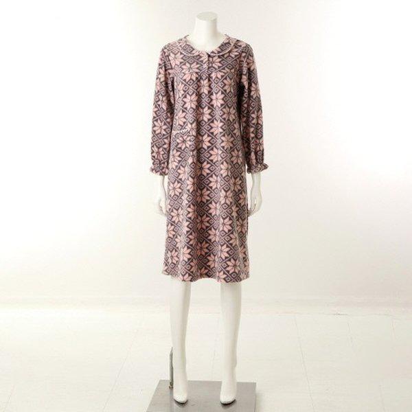 優れた保温性)軽くて暖かいポーラーフリースノルディックプリントワンピースVGN4557