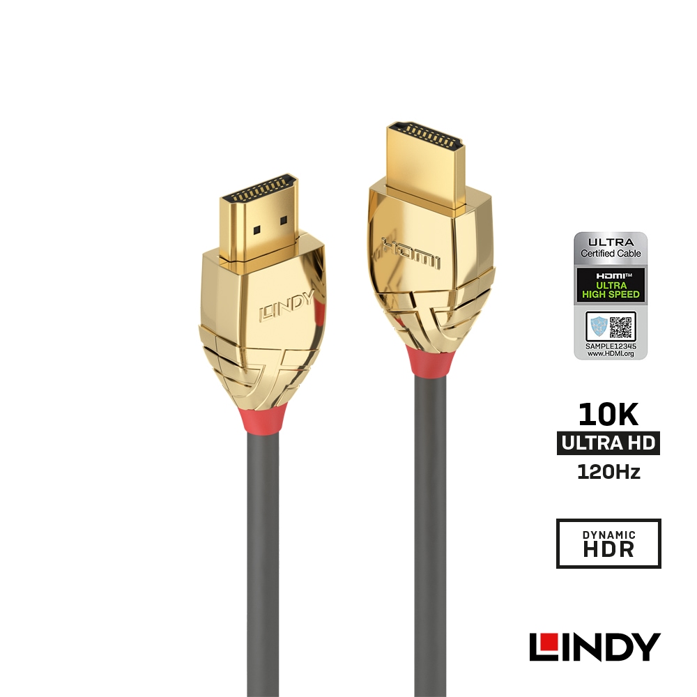 【37603】 LINDY 3m GOLD LINE HDMI 2.1 Type-Aケーブル