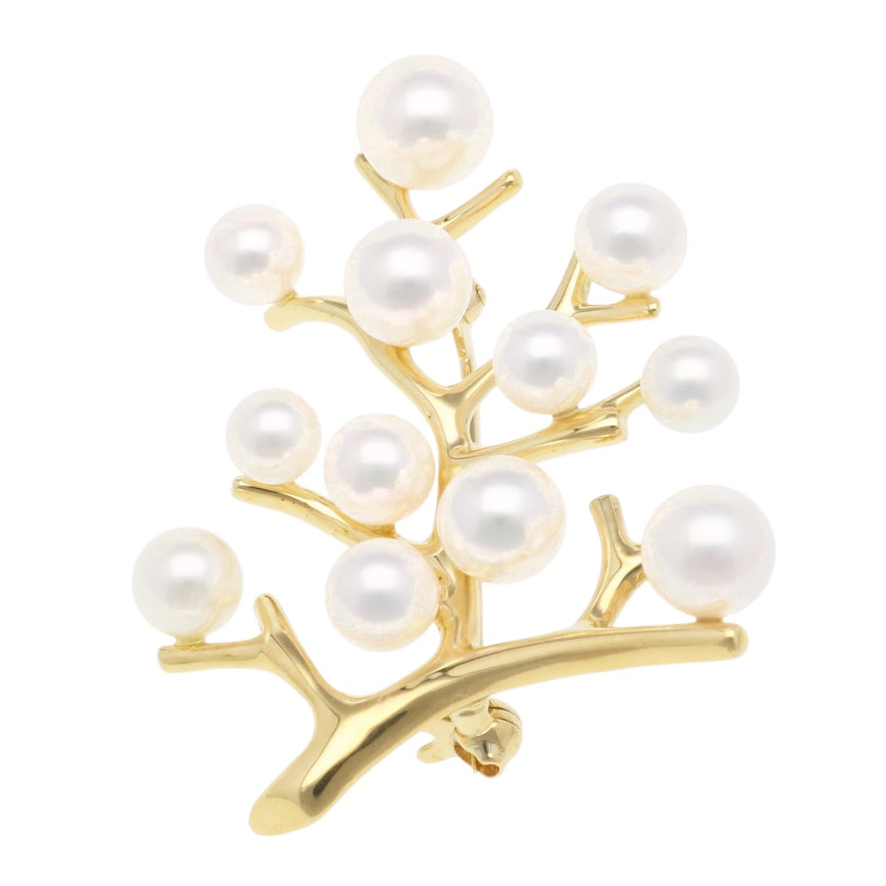 ミキモト ブローチ 18金 K18イエローゴールド パール MIKIMOTO 中古 美品