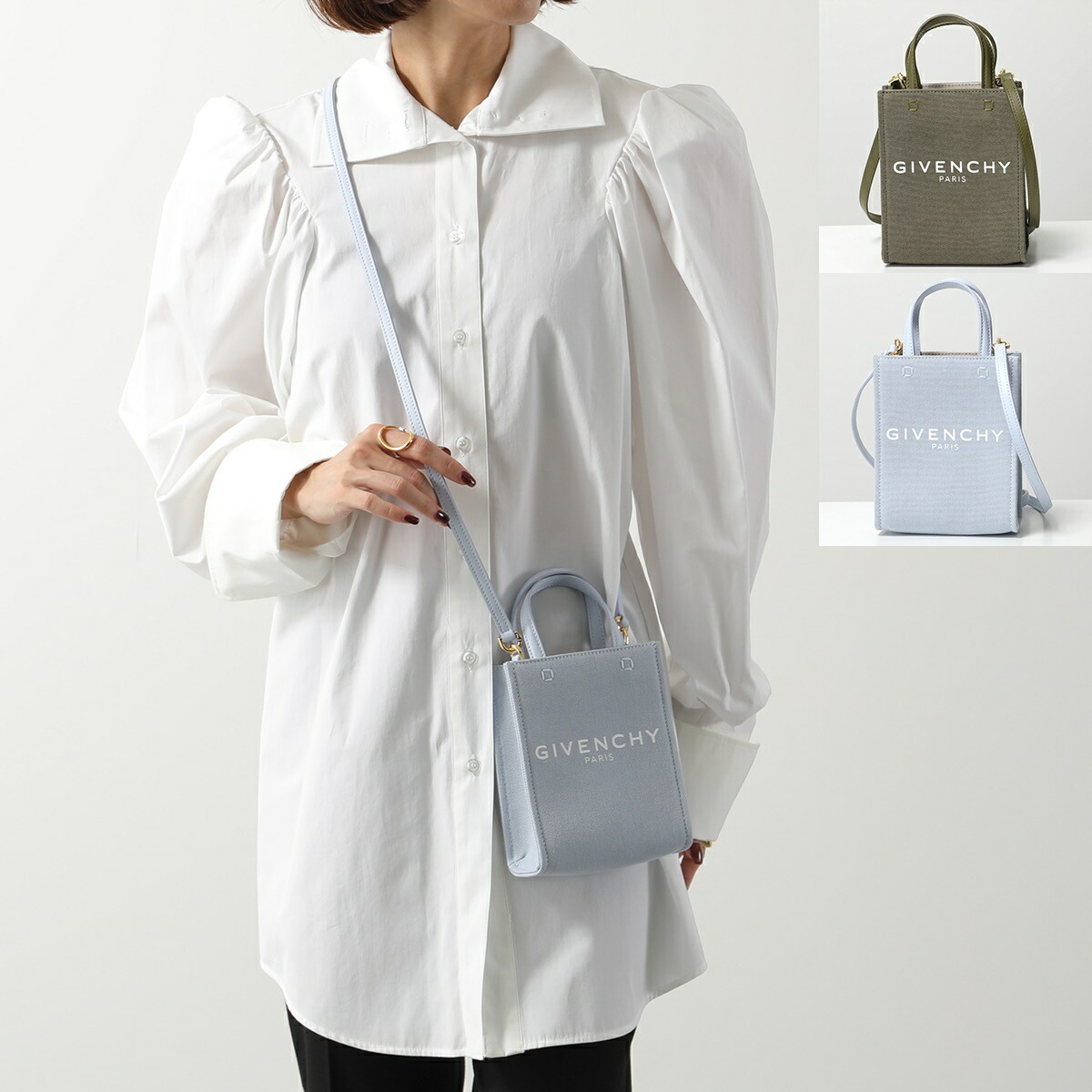 GIVENCHY ジバンシィ ショルダーバッグ G-TOTE MINI VERTICAL BB50R9B1QY レディース ハンドバッグ ロゴ コットン×レザー 鞄 カラー2色