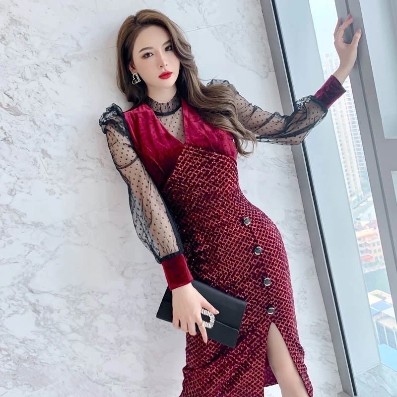 キラキラ チュール ワンピース ドッキング パーティードレス 着痩せ 大人 お呼ばれ 同窓会 披露宴 卒業式 結婚式 ウェディング 二次会 成人式