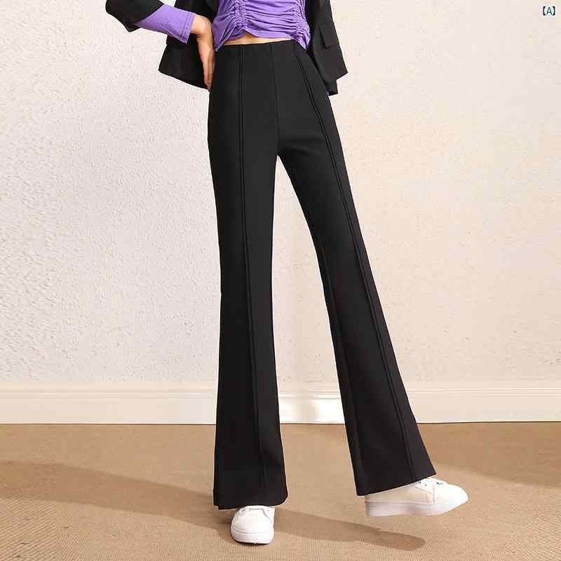 高級 レディース ブーツ カット パンツ 春秋 脚長 効果 スリット フレアパンツ 小柄 ハイウエスト ドレープ 感 6,515円