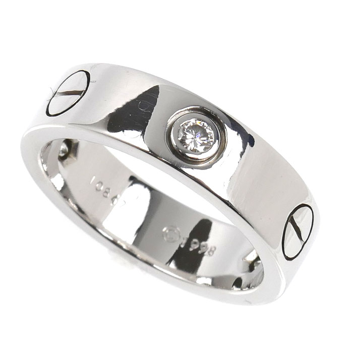 CARTIER カルティエ K18WG ホワイトゴールド ラブ ハーフ リング・指輪 ダイヤモンド 14号 54 8.9g レディース 中古 美品