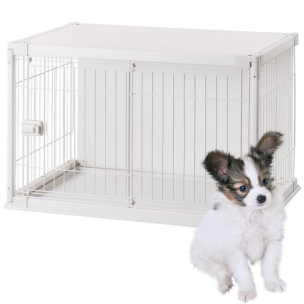 アイリスオーヤマ 犬 サークル ウッディサークル インテリア ホワイト 小型犬用 幅97.5×奥行66.5×高さ63.5cm PIWS-960