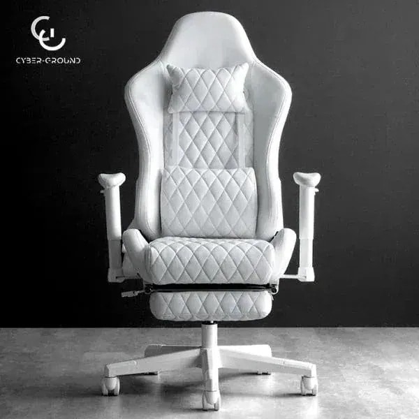 ゲーミングチェア 白 リクライニング おしゃれ フットレスト付 オフィスチェア ワークチェア ハイバック バケットシート フットレスト