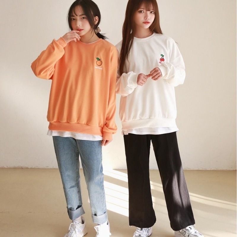 トップス トレーナー スウェット 長袖 ドロップショルダー 萌袖 クルーネック 刺繍 かわいい シンプル カジュアル おしゃれ こなれ感 ラフ メンズライク マニッシュ ボーイッシュ ラブリー