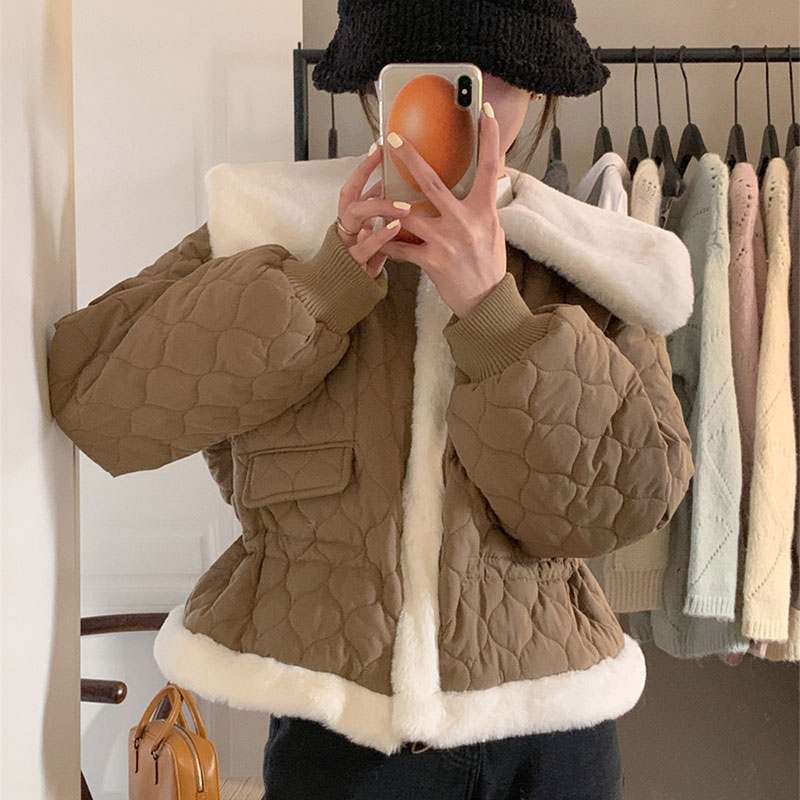 韓国デザイン秋冬新作おしゃれショート丈の綿入れの服コート着 4,721円