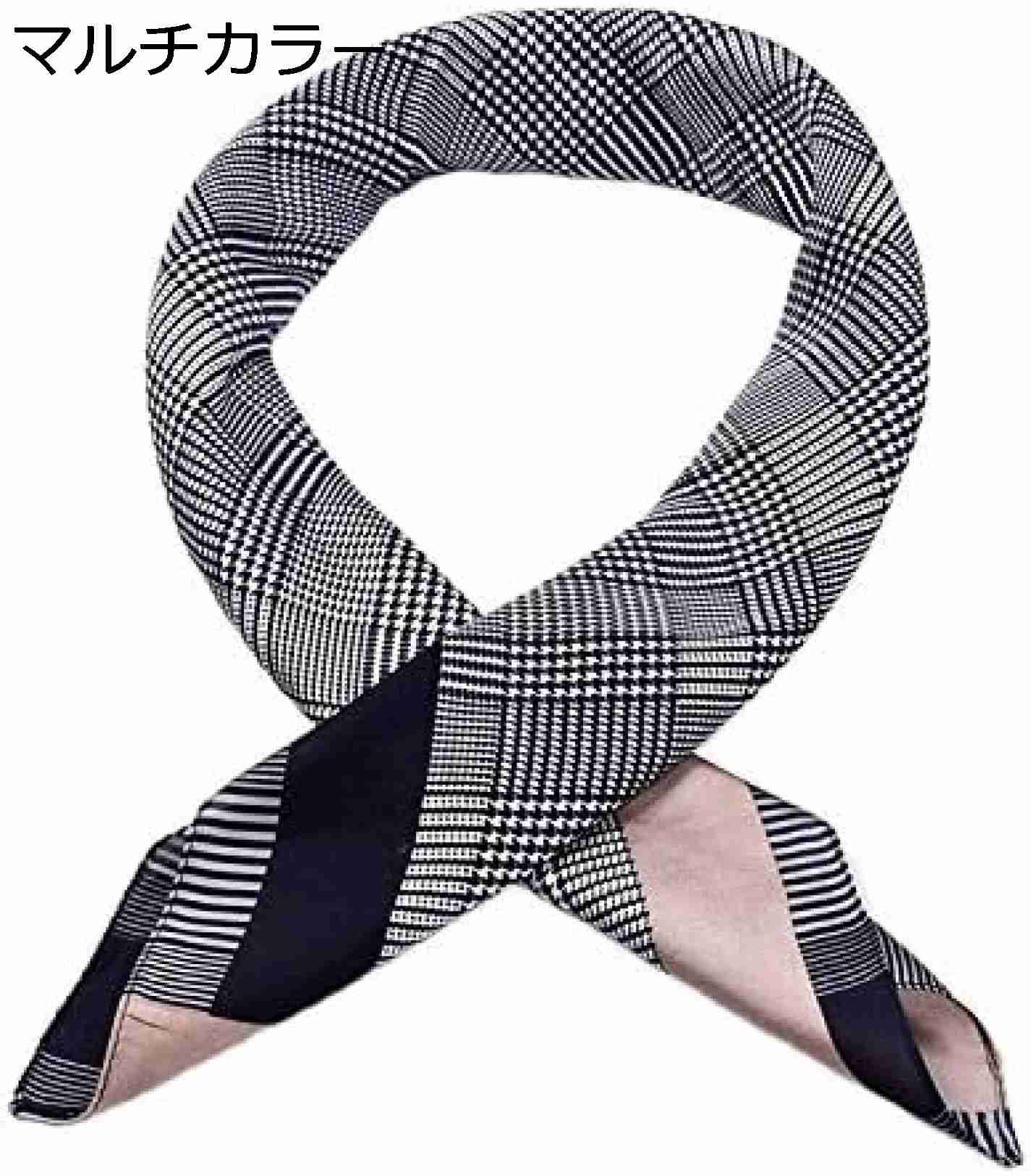 【20%OFFクーポン～】耐久性 スカーフ ワイルド 正方形 千鳥格子 仕事中 四季 スカーフ エレガント シルキー サテン 優しい肌触り 多機能 ストリート 女性 : Multi-colored)