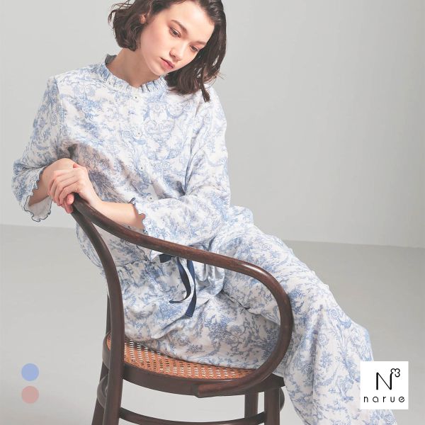 ナルエー パジャマ コットンダブルガーゼトワルドジュイフリルパジャマ セットアップ 上下セット ルー