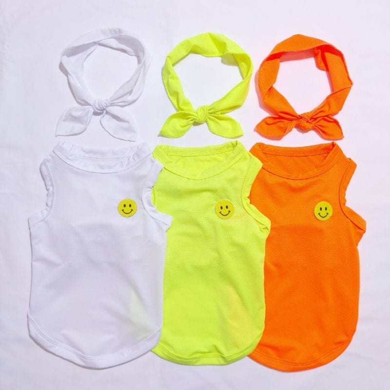 超 大型 犬 服 6XL ひんやり スマイル クール タンクトップスカーフ付き 接触 冷感