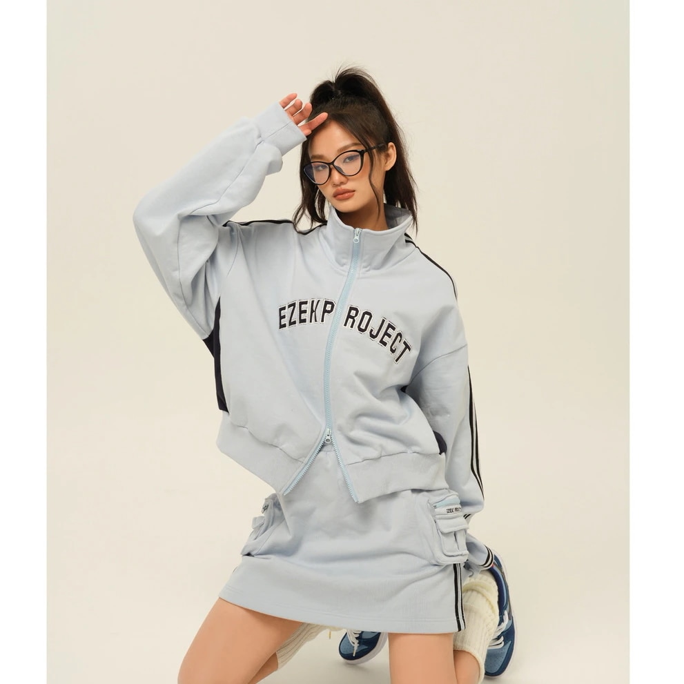 2024 春夏 セットアップ トップス お出かけ 羽織り ショート丈フルラウンドヘム ライン ボトムス ストレート系 ゆったり スタイルアップワイドお出かけトラック