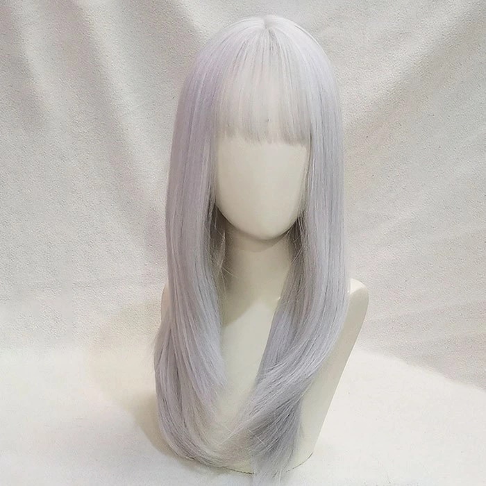 中世の貴族風 ストレート シルバーホワイト 銀髪 フルウィッグ かつら 女性 長髪 ミディアムウィッグ ミディアムヘア ロリータ lolita 前髪あり 自然 可愛い wig コスプレ 耐熱ウィッグ 5,851円