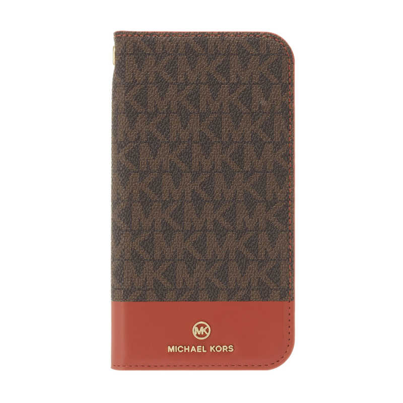 マイケルコース　Case Bicolor with Tassel Charm for iPhone 2021(5.4inch) [ Brown/Red ]　MKBCBRDFLIP2154