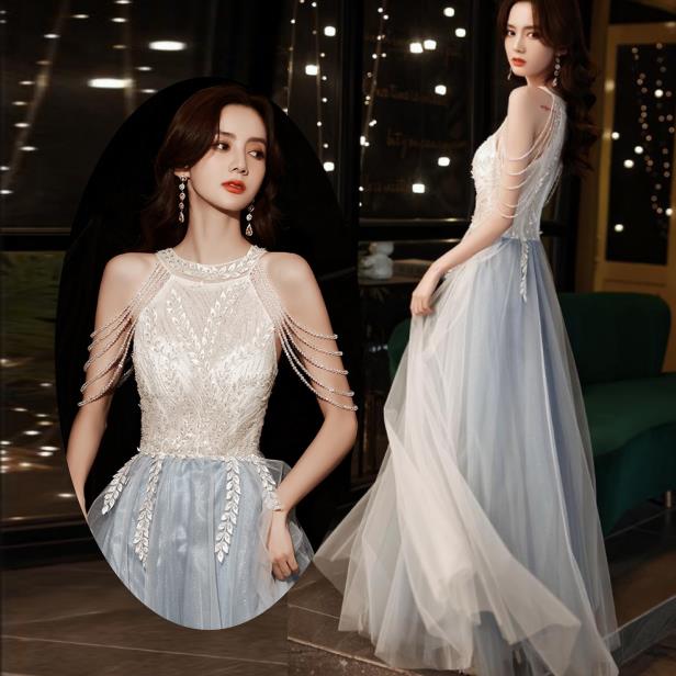 【SNS大人気】XS-3XL レディース ウェディングドレス カラードレス 結婚式　花嫁 披露宴　刺繍 二次会 パーティードレス 演奏会 お嫁さん 発表会 誕会 少女 グレー