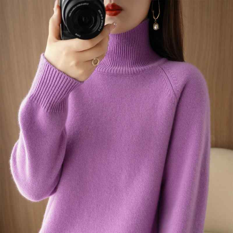 ファッション 服 オシャレ カワイイ シンプル 大カワイイ サイズ 婦服 秋 ハーフ タートルネックセーター プルオーバー セーター 長袖 トップス