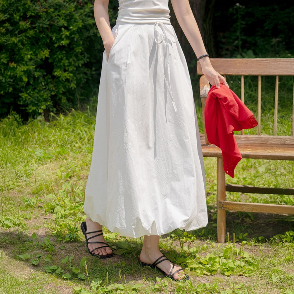 リボエルバンディングピンタックパンプキンバルーンロングスカート