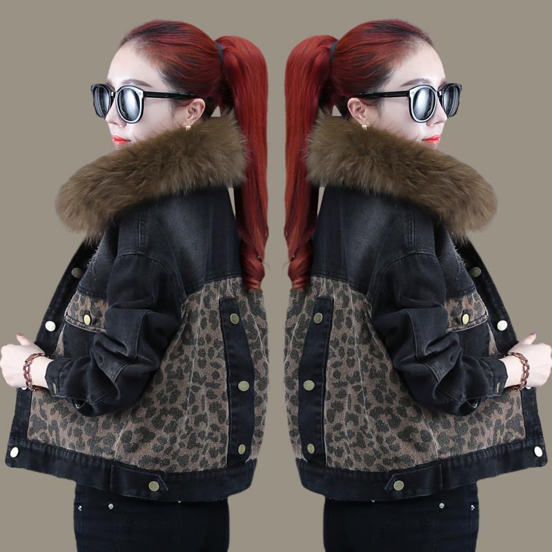 女性のための短い子羊の毛皮のデニムジャケット短い秋と冬の新しいコートとベルベットの肥厚されたカジュアルトップ 4,824円