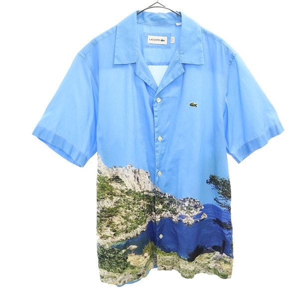 総柄 半袖 シャツ 39 ブルー メンズ