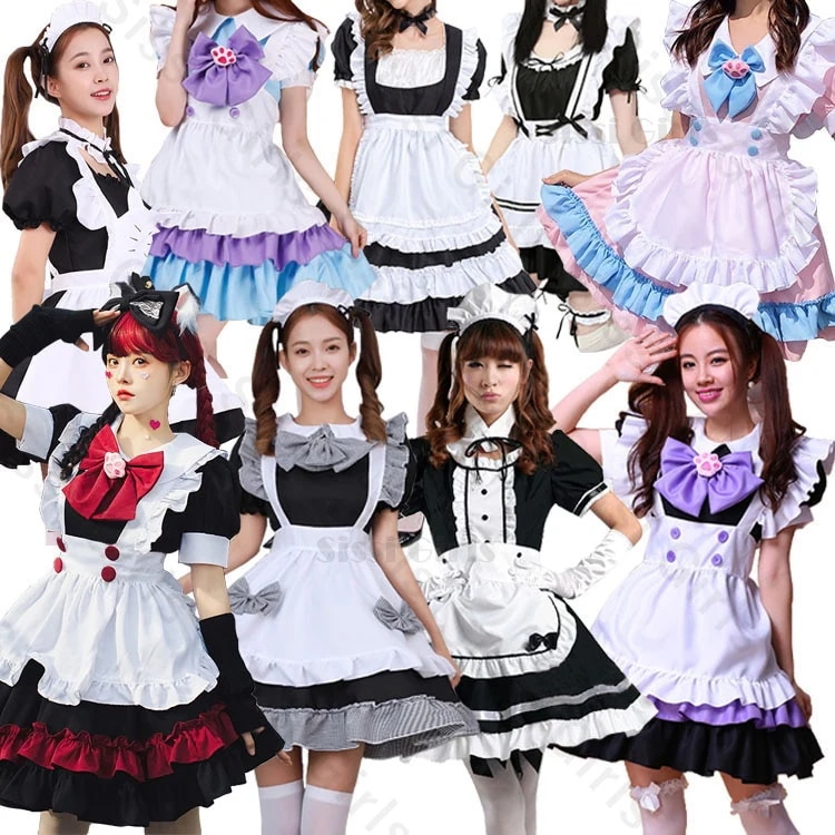 ロリータ ワンピース 可愛いメイド服 文化祭 ダーク系新色追加 学園祭 イベント コスプレ二次元