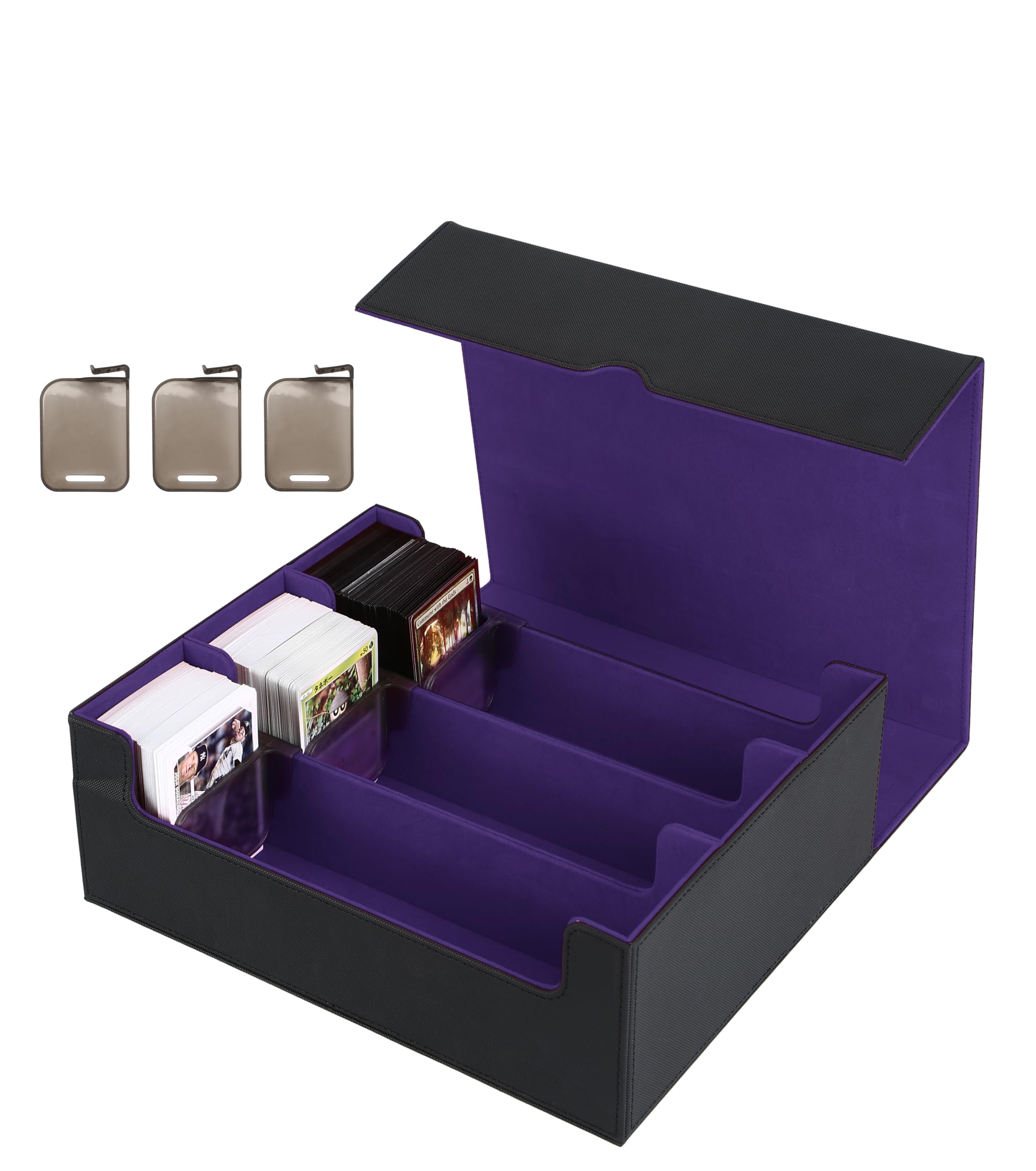 デッキケース トレカケース カードストレージボックス カードケース トレカ収納 1800+ 仕切り板 カードストッパー付き「 遊戯王 ポケカ MTG 各種 カードゲーム に対応 」