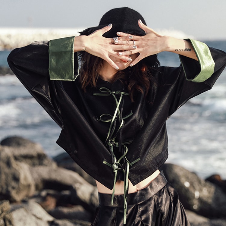 チャイナ風アウター ジャケット レディース 長袖 改良唐装 着痩せ 合わせやすい ショート丈