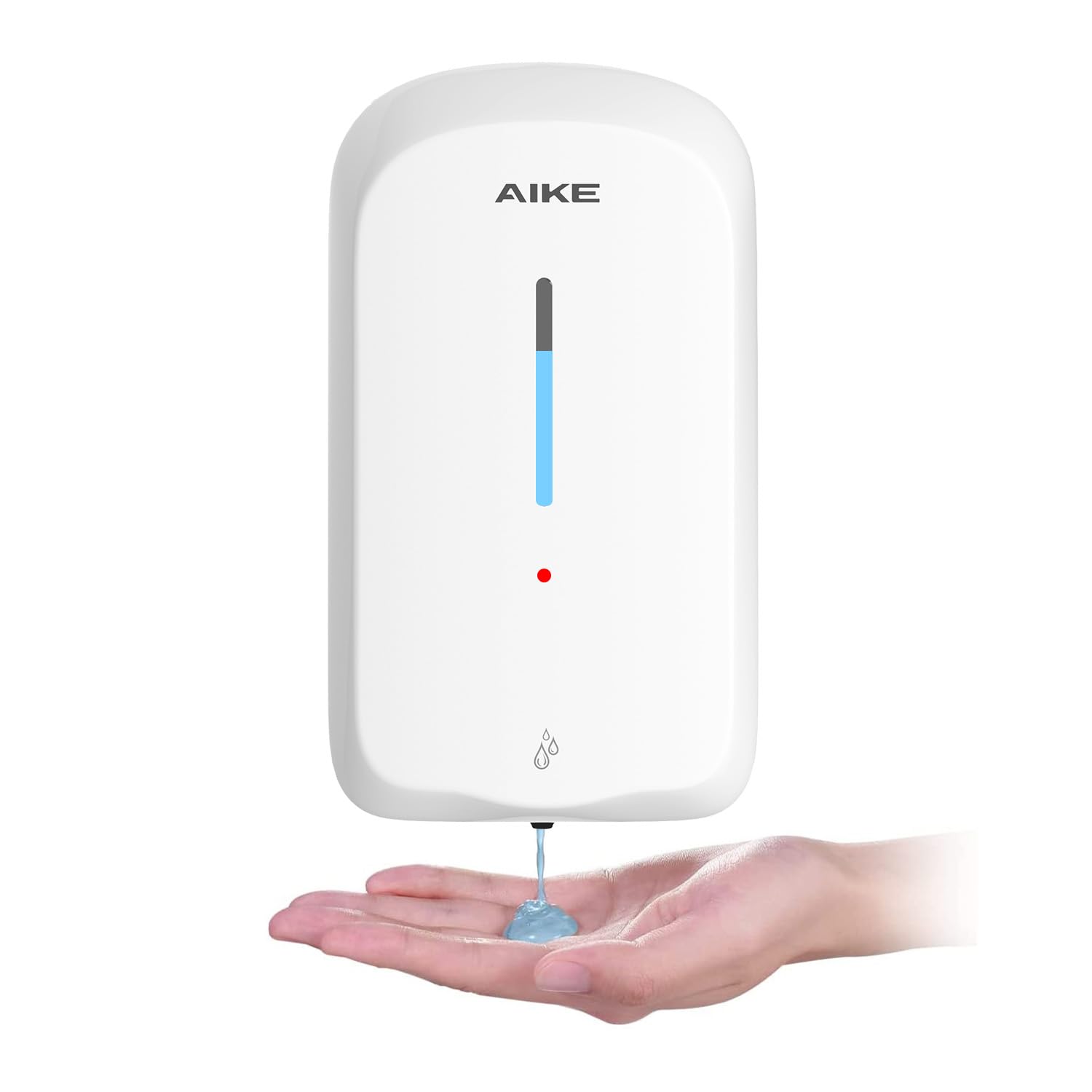 AIKE 壁掛け ハンドソープディスペンサー 自動 非接触 業務用ソープディスペンサー 液体タイプ 1000ml 電池式 5段階調節 液体ハンドソープに対応 公共の場所用 ABS ホワイト AK122