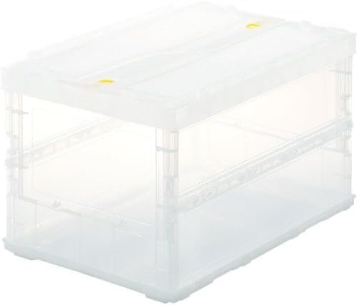 薄型折りたたみコンテナ スケルトンコンテナ 収納ボックス 収納ケース 5個 530X370X55mm ロックフタ付 50L 透明