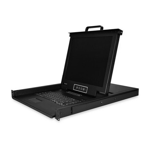 RKCONS1716K ブラック [ラックマウント対応KVMコンソールドロワー 17インチLCD 1U 16ポートKVMスイッチ搭載] メーカー直送