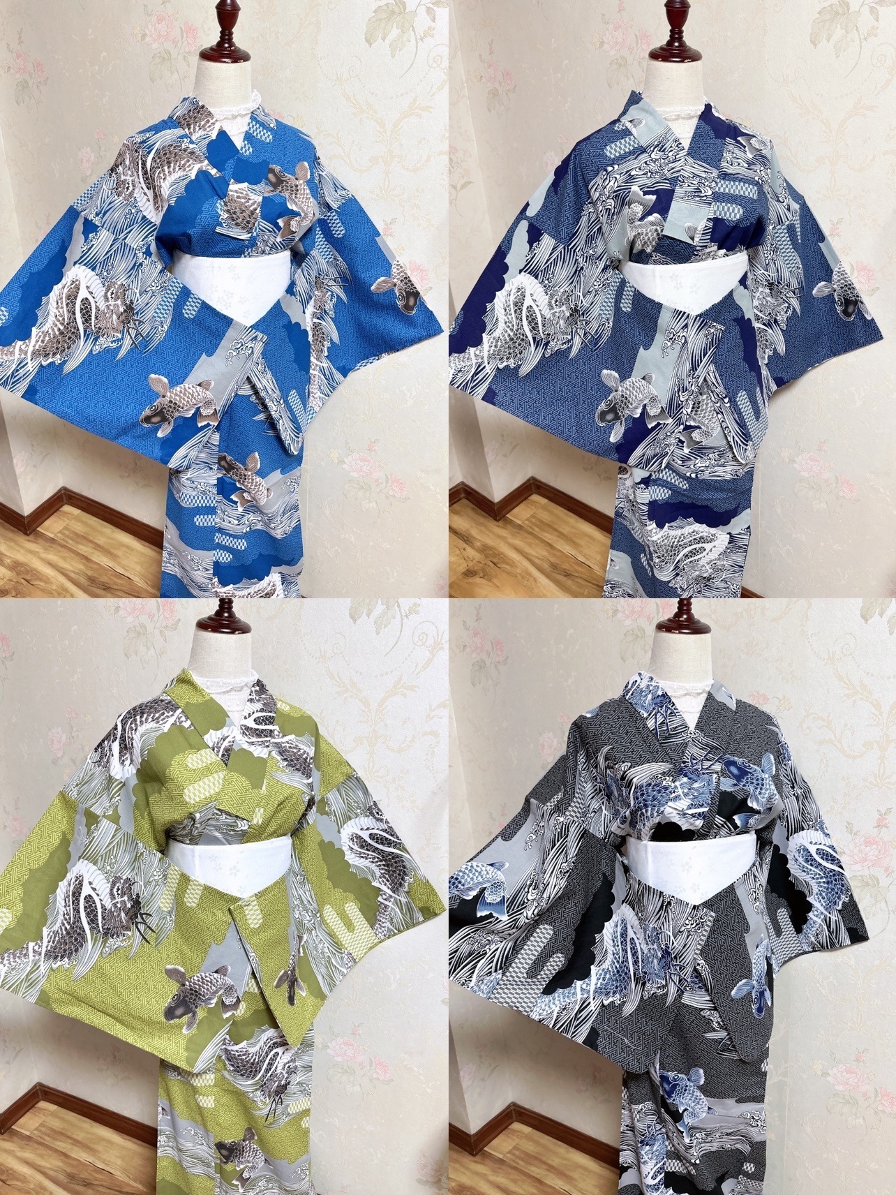 日本製多色綿本格着物ゆかた多色腰折綿