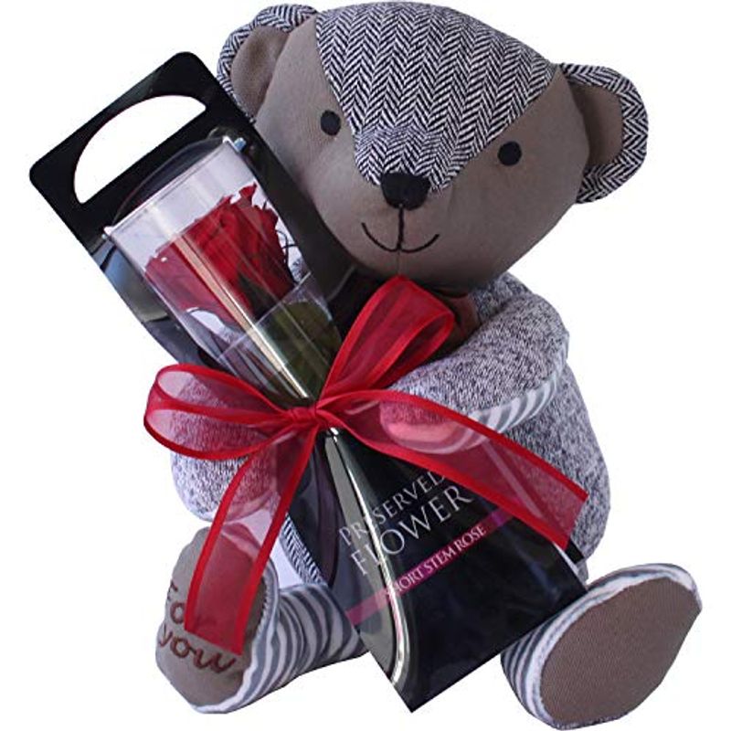 定番人気 宅配花屋さん花riro アレンジ 誕生日 記念日 お祝い プレゼント パッチワークのクマさんと一輪の薔薇 レッド プリザーブドフラワー プリザーブドフラワー Www Pulse Orange Cm