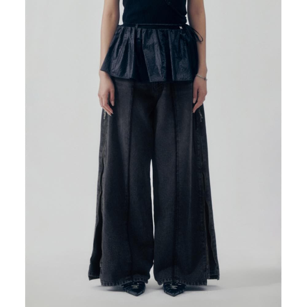 TREEMINGBIRD Glossy Layered Skirt Black TM2535SK003MBB