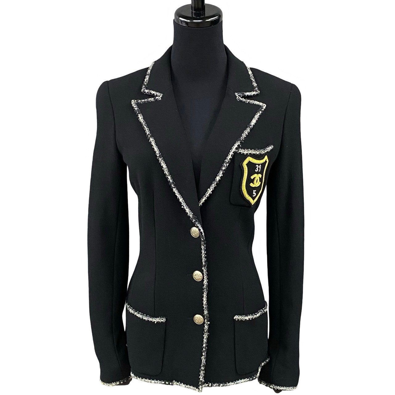 エンブレム ココマークテーラードジャケット ウール ブラック a79-1