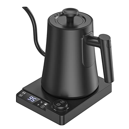 電気ケトル 温度調節 コーヒーケトル 細口 ドリップケトル 1200W 1℃単位温度設定/24時間保温機能付き/ドリップタイマー機能/空焚き防止機能/自動電源オフ 1.0L 温調ケトル 電気 小型 P