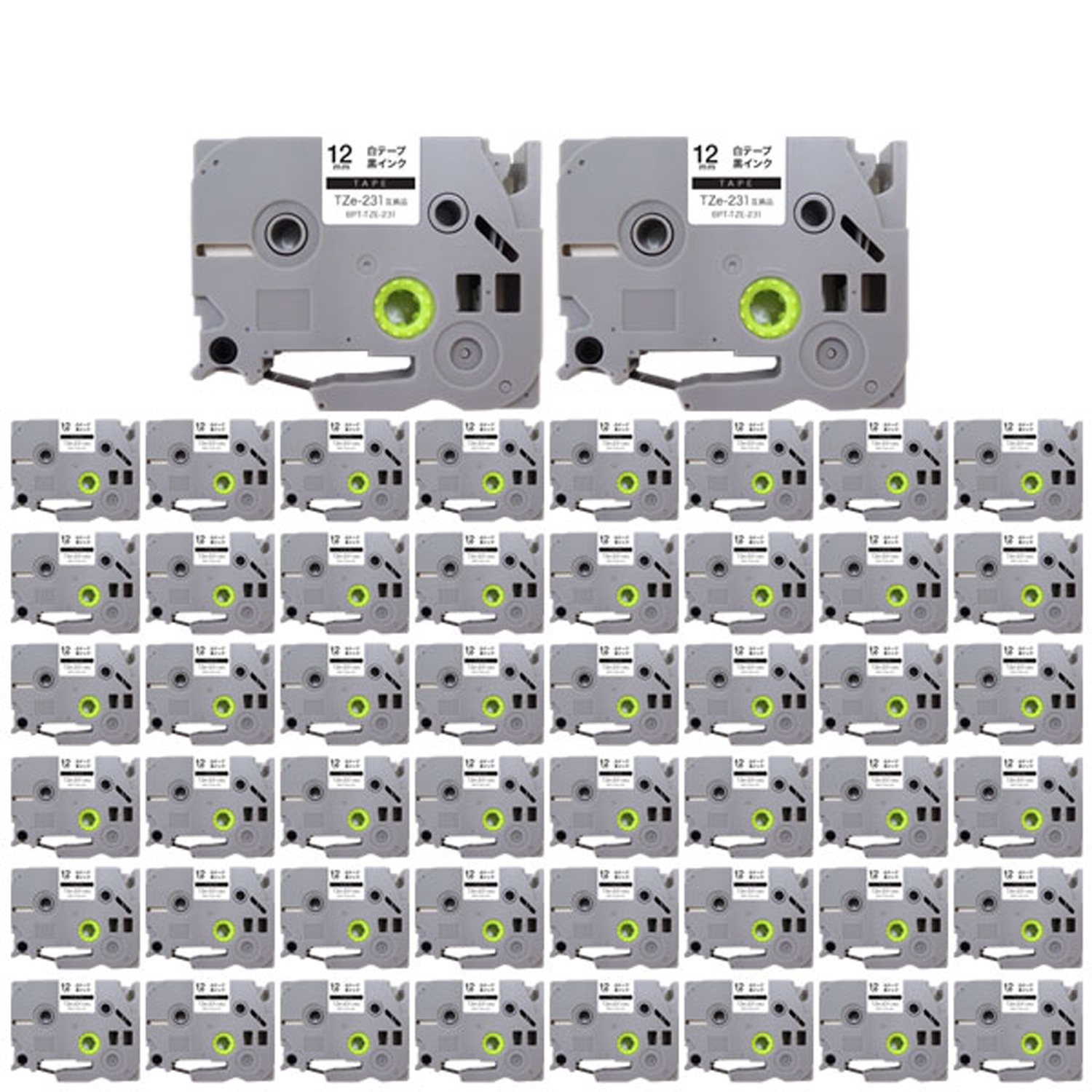 ブラザー用 ピータッチ 互換 テープ TZe-231 ラベルカートリッジ 50個セット ピータッチキューブ対応 12mm/白テープ/黒文字