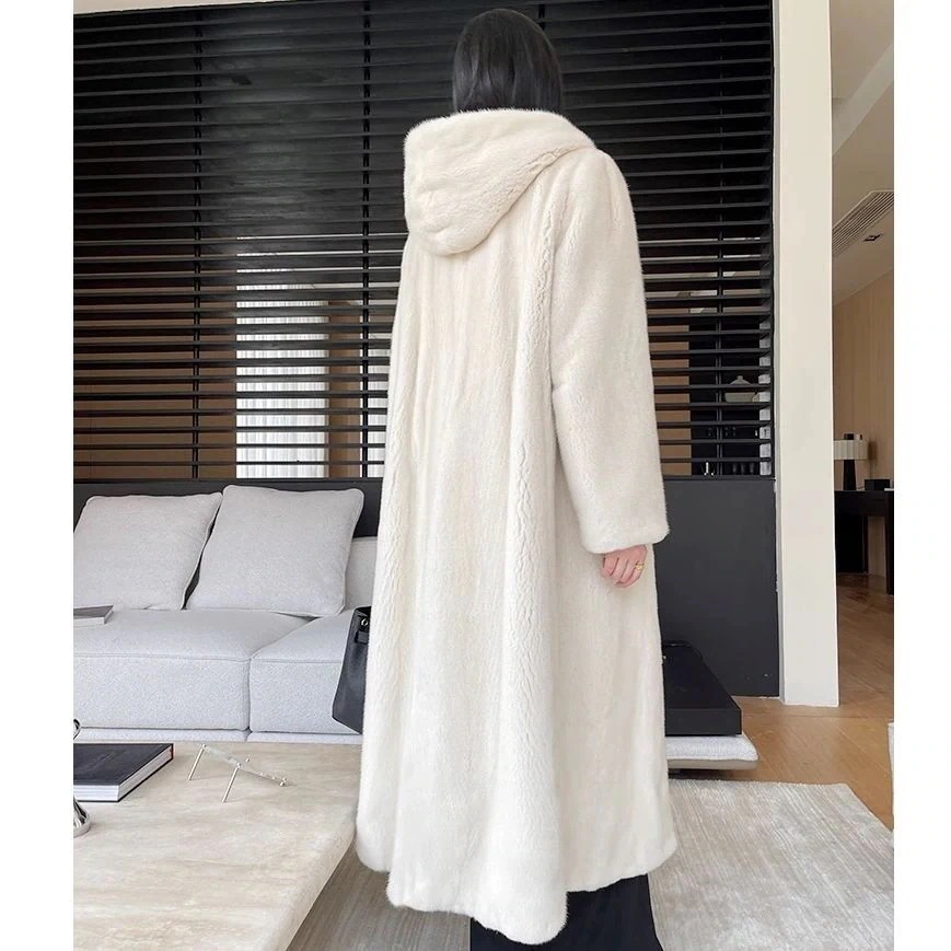【自社生産 】ロング丈 ファーコート 24 人工ファー フード付き 風 ロングコート ふわふわ もこもこ 着ぐるみ アウター