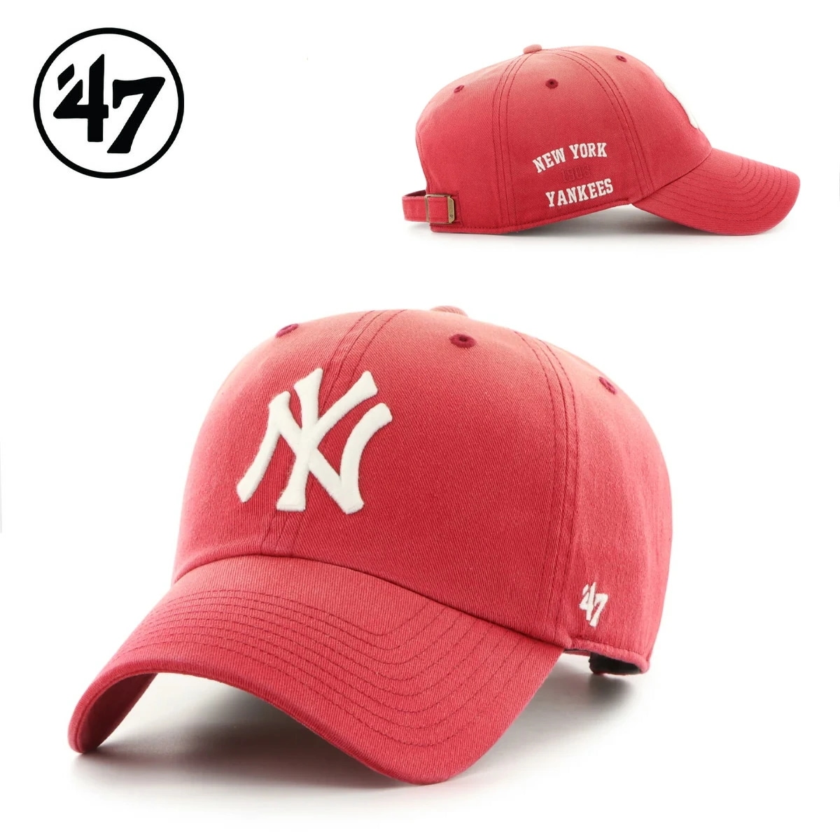 キャップ クリーンナップ ニューヨーク・ヤンキース Truro レッド 調節可能 チームロゴ 野球帽 B-TRURO17GWS-XY メジャーリーグ 正規品