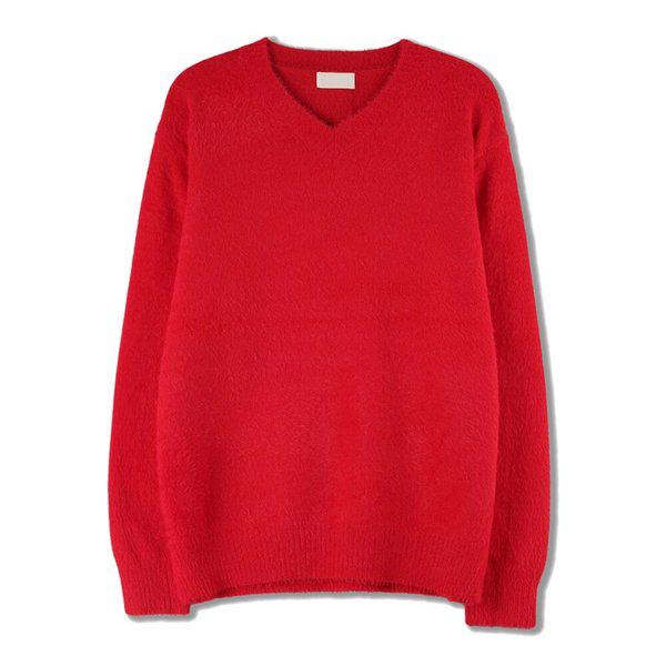 メンズソフトモヘアアンゴラVネックニットティー SG-KN-Q029-チャコール